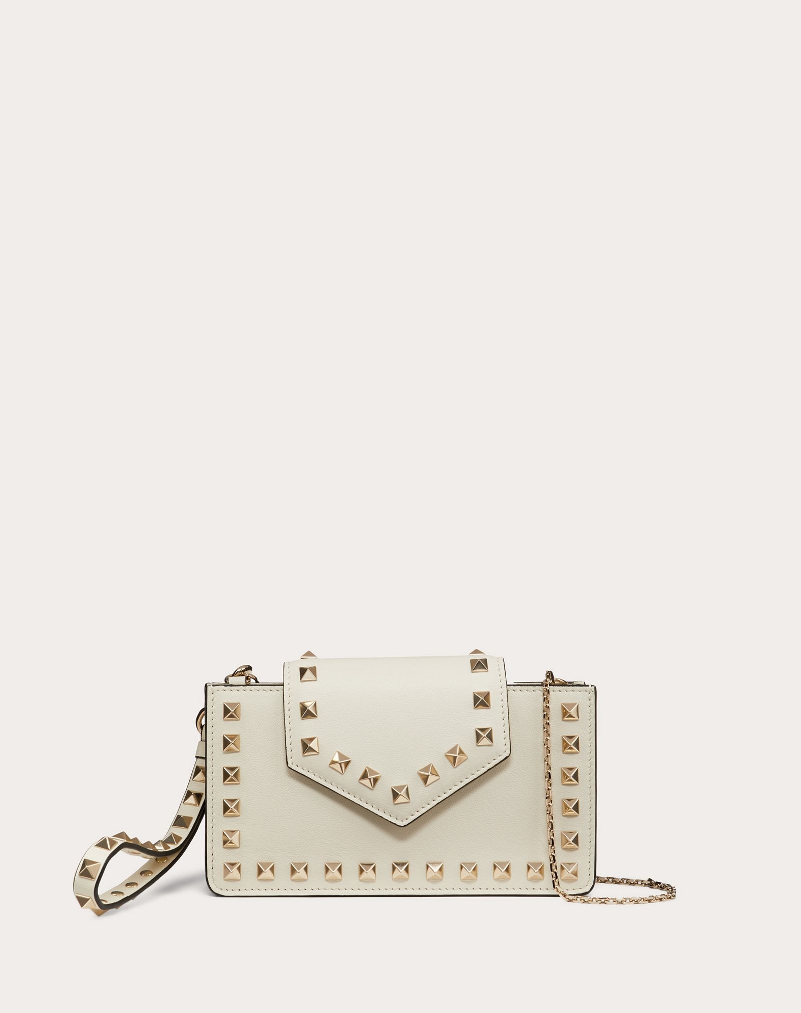 Rockstud Calfskin Phone Case with Chain Strap - 1