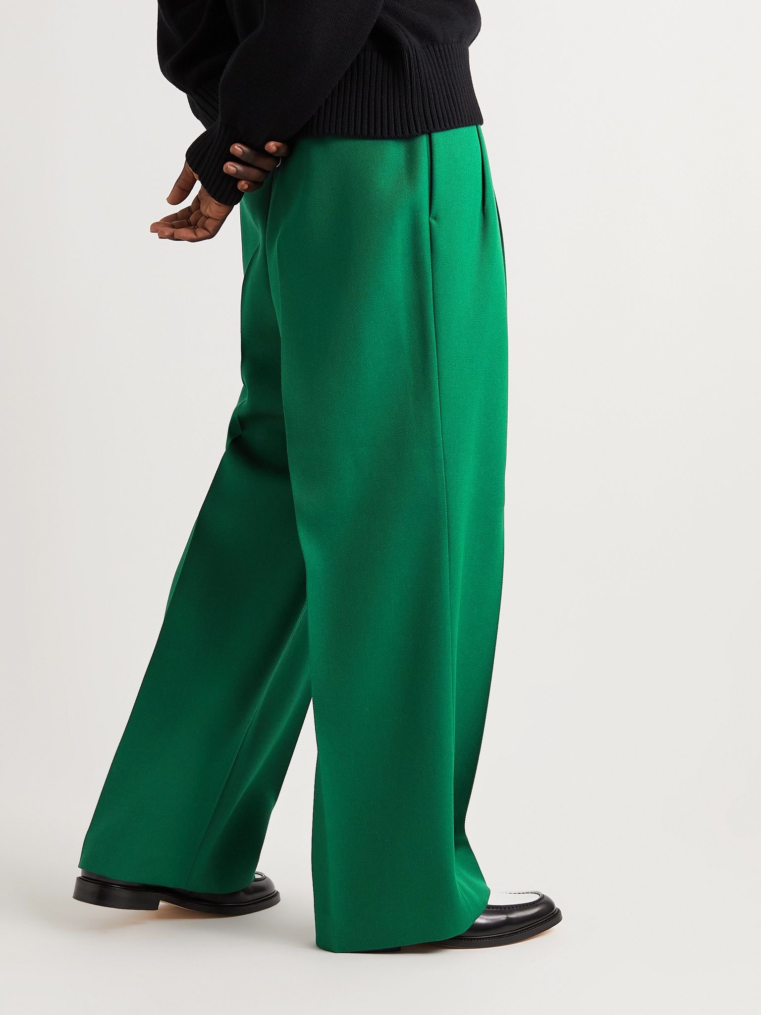 Wide-Leg Pleated Wool-Gabardine Trousers - 4