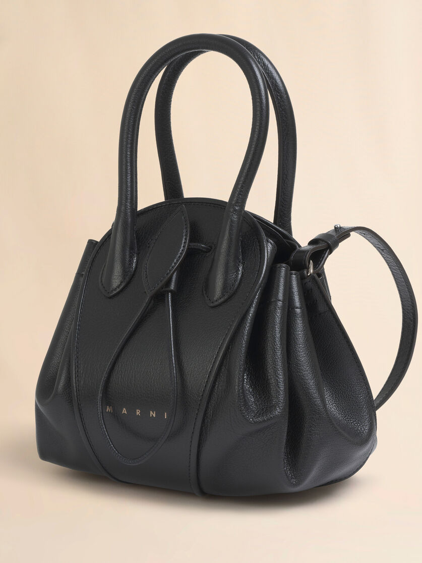 BLACK LEATHER TULIPEA SMALL HANDBAG - 5