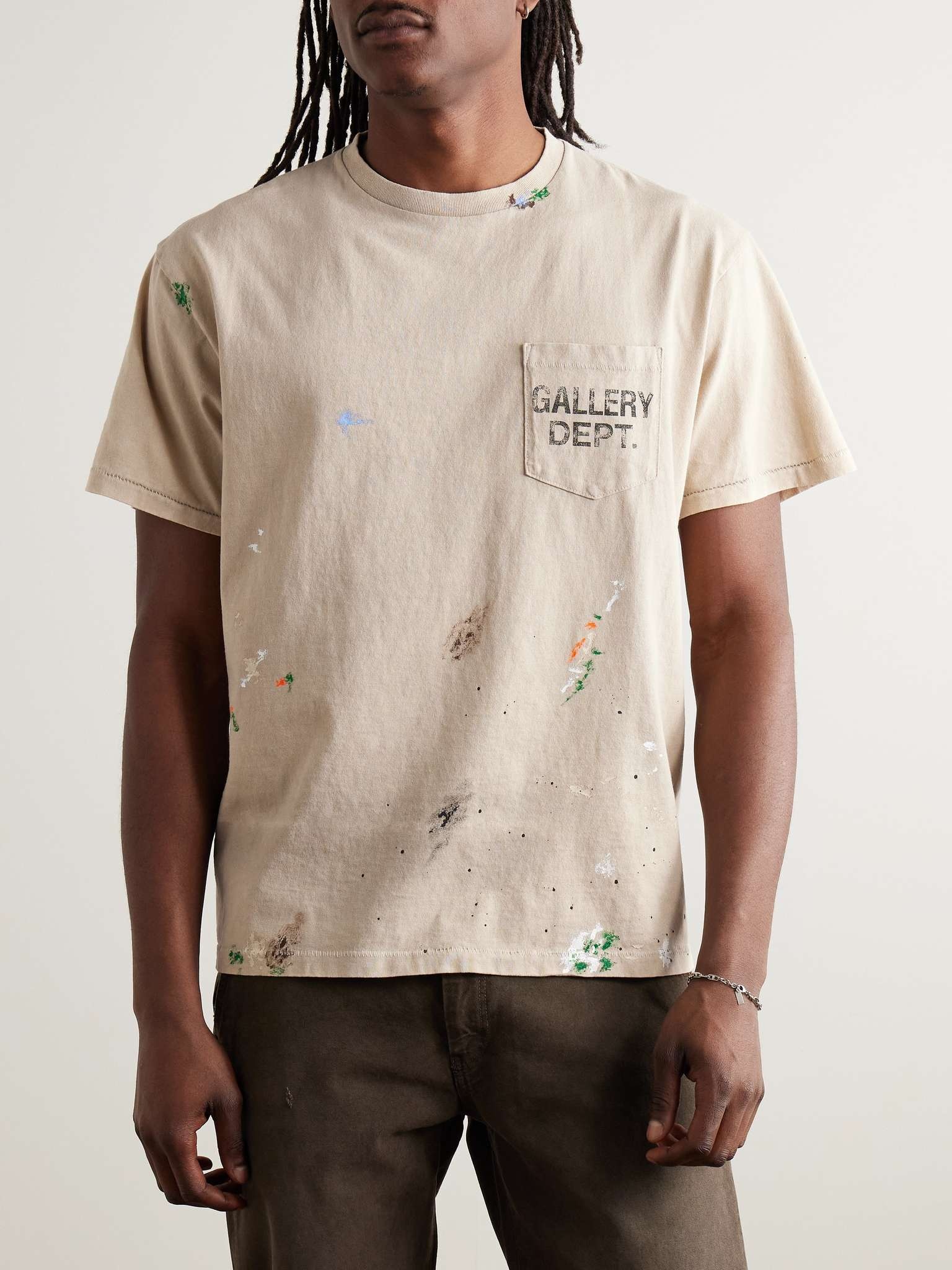 Logo-Print Paint-Splattered Cotton-Jersey T-Shirt - 3