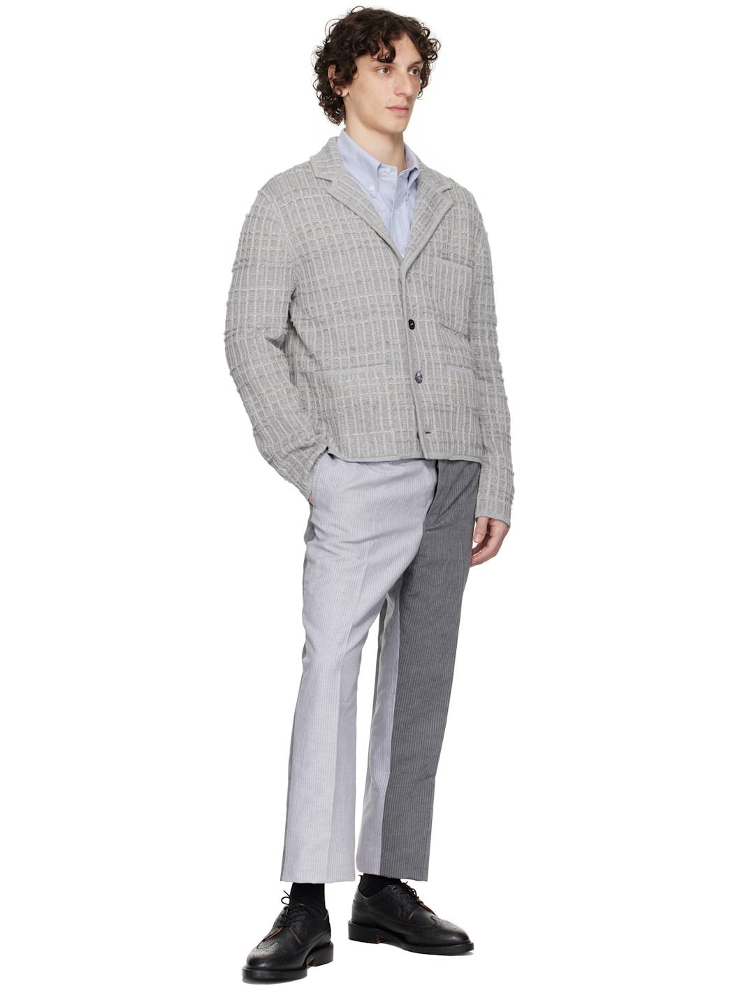 Gray Tweed Jacquard 4-Bar Jacket - 4
