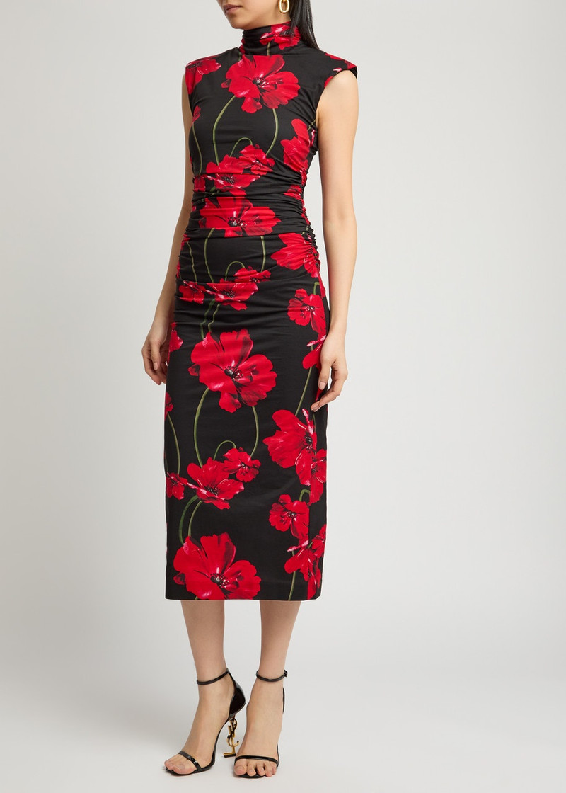 REBECCA VALLANCE Rebecca Vallance Floral-print Jersey Midi Dress outlook
