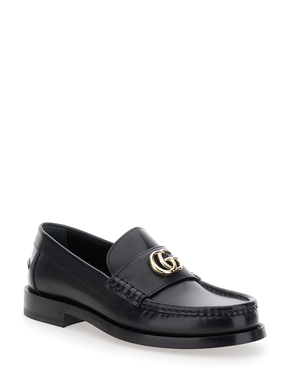 Gucci Women Black Loafers With Double G Logo Plaque In Leather Woman - 2