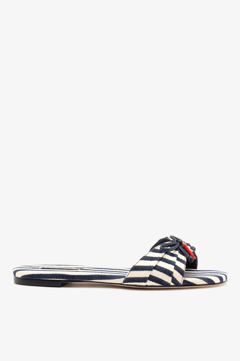Bardot Flat Navy Striped Canvas 1