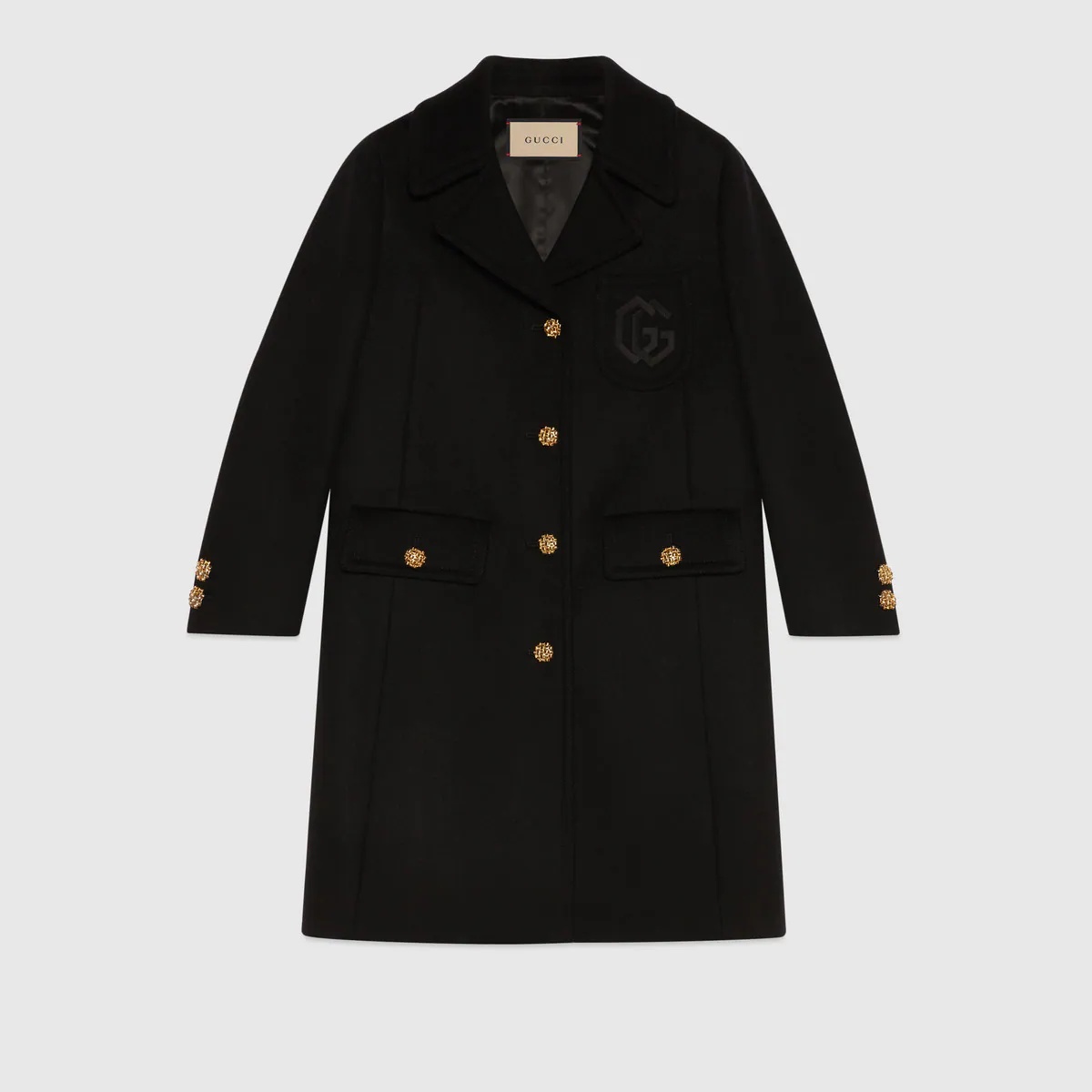 Double G embroidery wool coat - 1