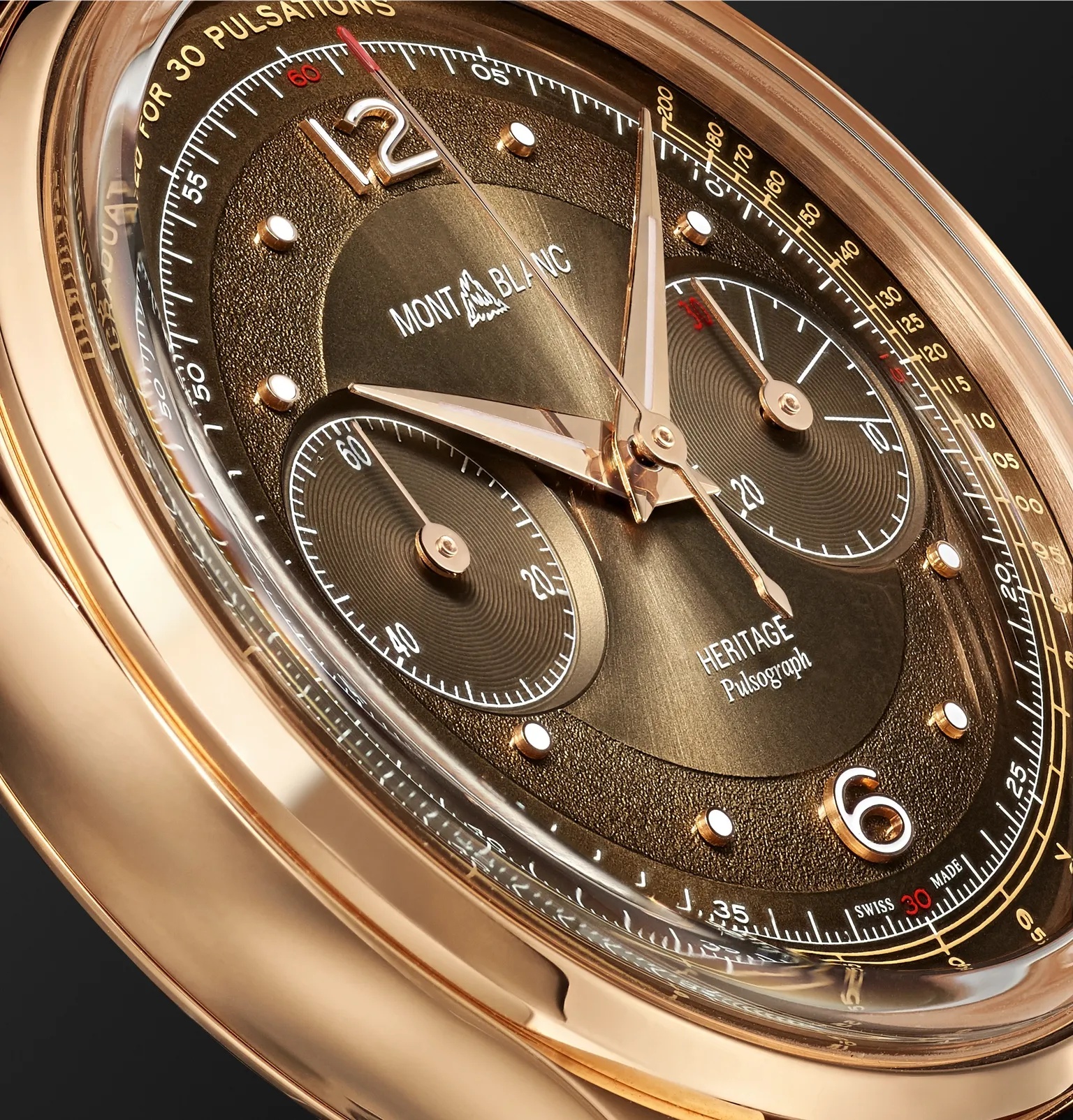 Heritage Pulsograph Limited Edition Hand-Wound Chronograph 40mm 18-Karat Rose Gold and Alligator Wat - 6