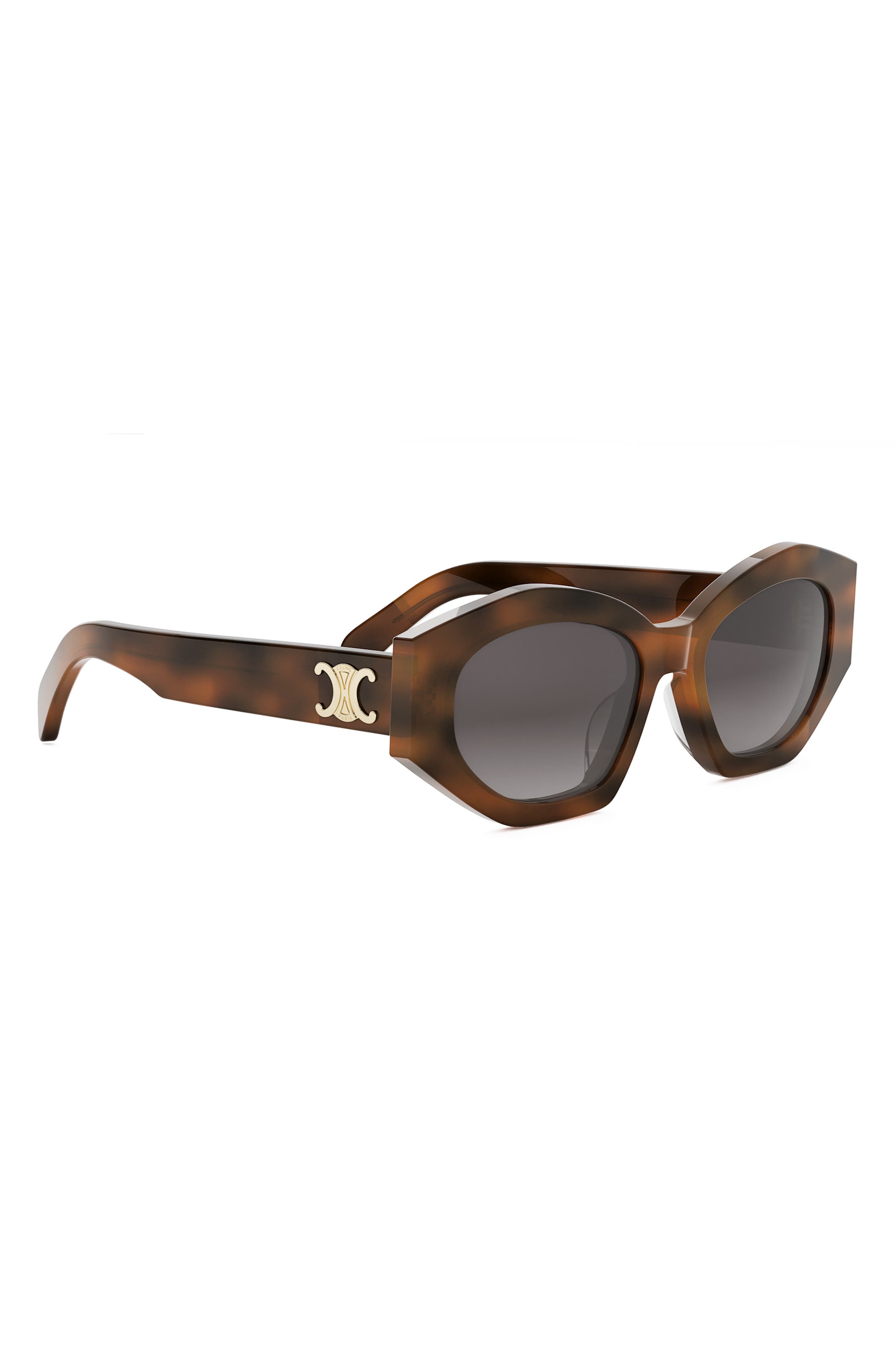 CELINE Triomphe 54mm Cat Eye Sunglasses in Blonde Havana /Gradient Brown at Nordstrom - 6