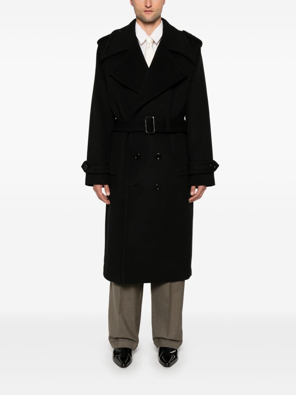 felt trench coat - 2