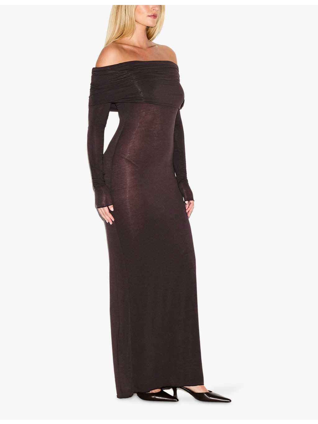 Off-Shoulder Stretch-Modal Maxi Dress - 4