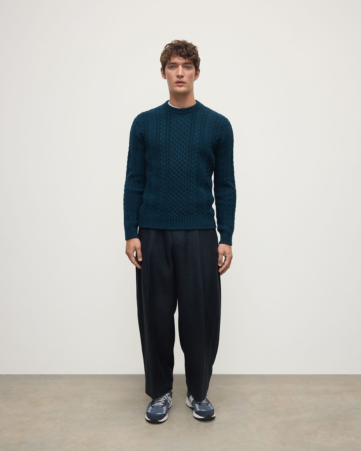 Aran Cable Green Cashmere Jumper - 2