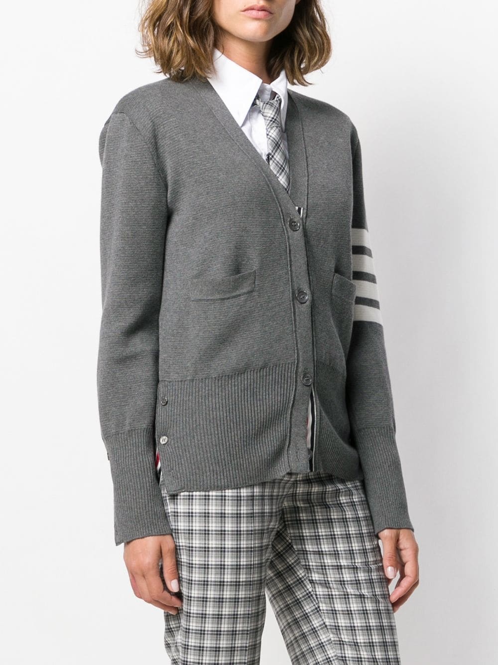4-Bar crepe V-neck cardigan - 3