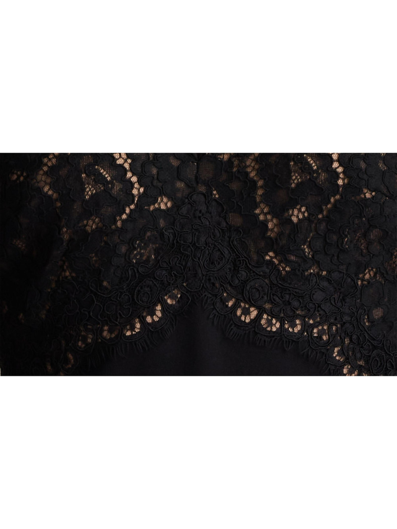 Women's Lace & Crepe Sheath Dress - Black Beige 7