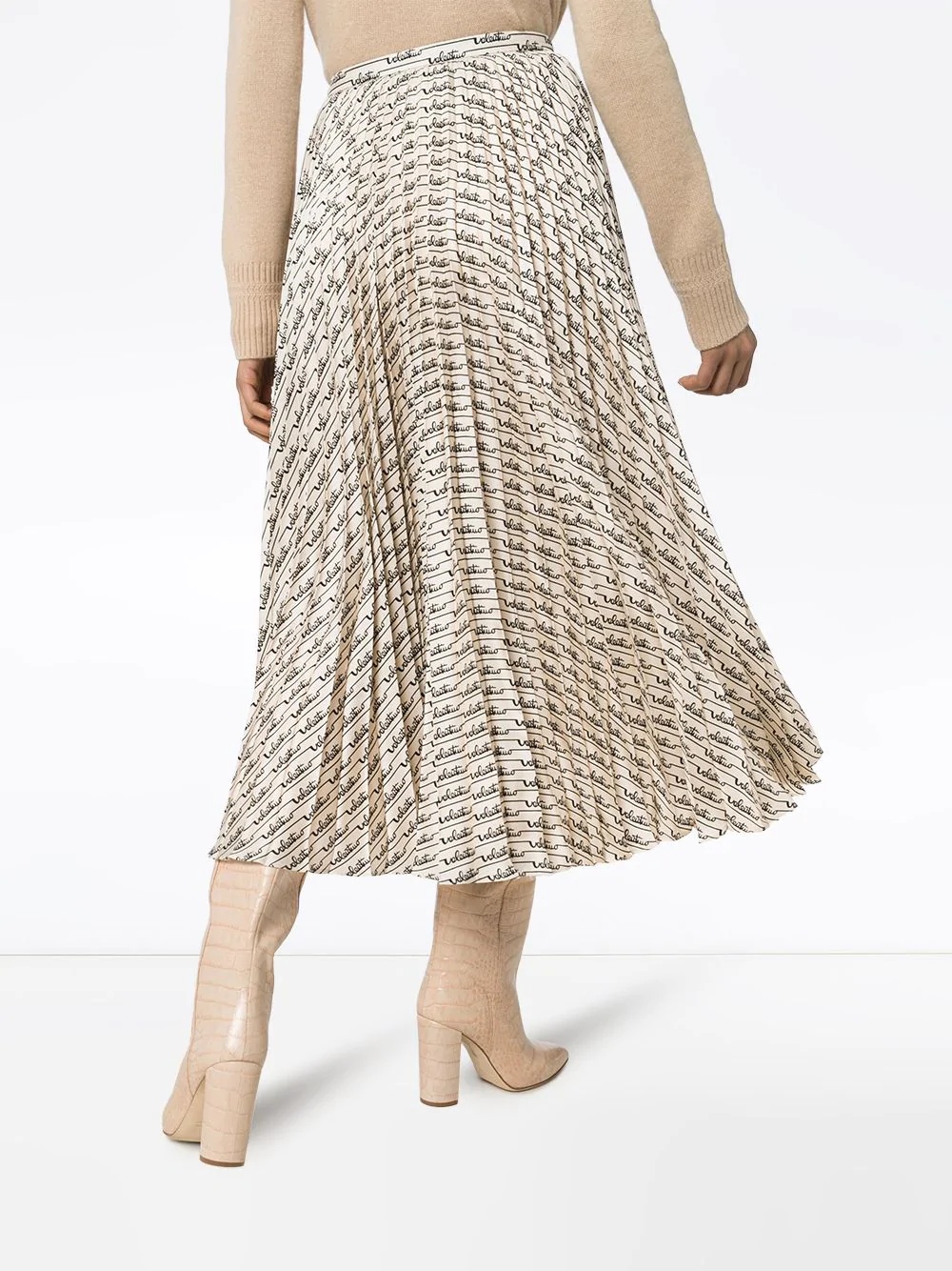 Signature print pleated midi skirt - 4