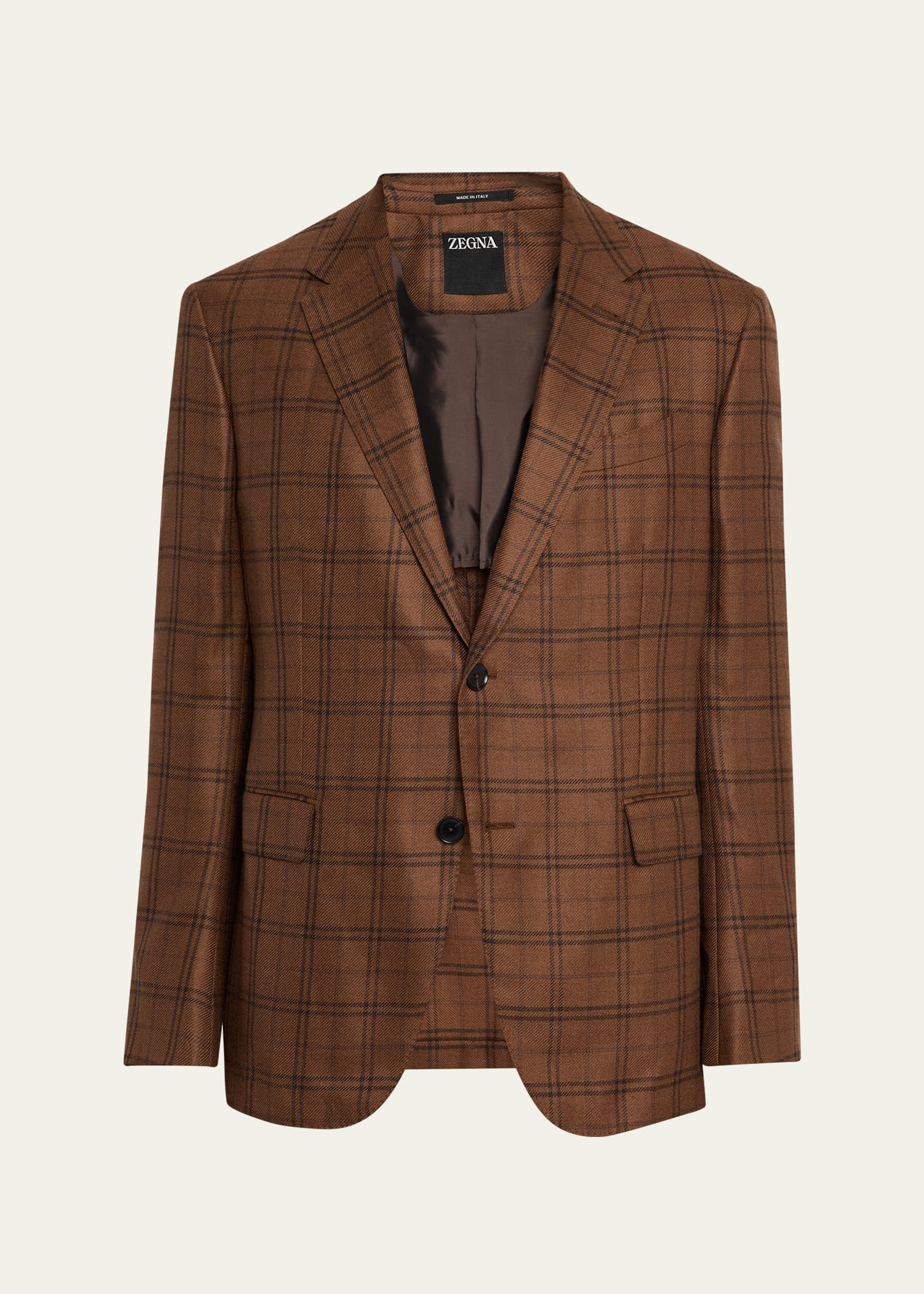 Men's Cashmere and Silk Plaid Single-Breasted Sport Coat - 1