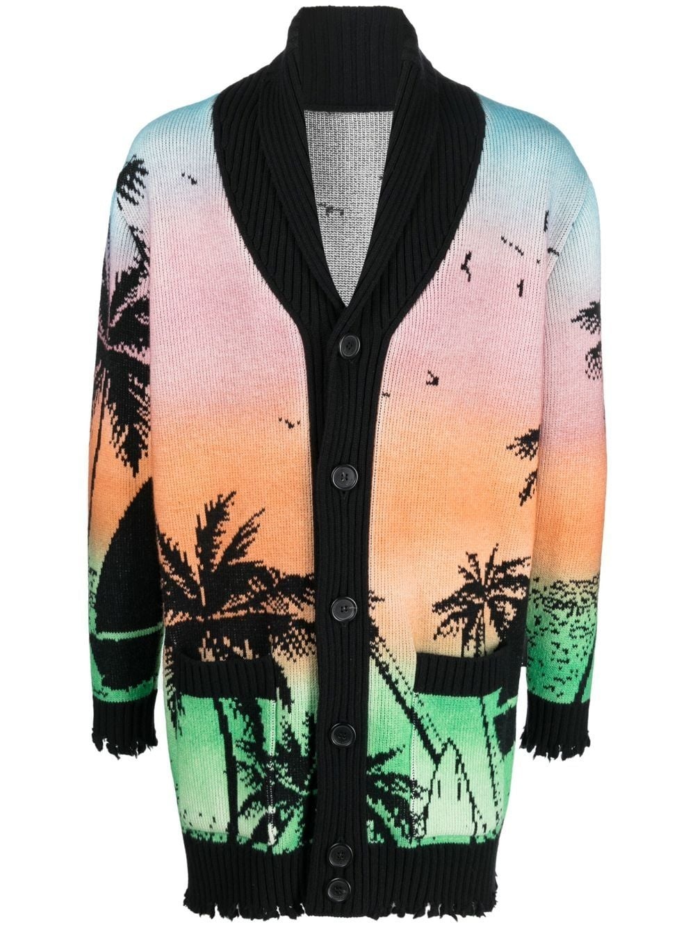 Hawaii-print button-up cardigan - 1