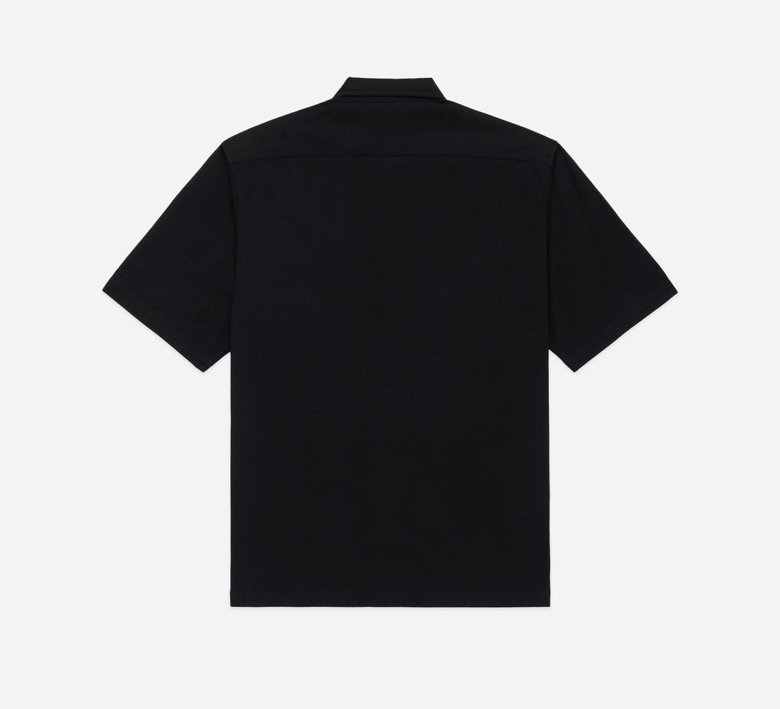 Short Sleeve Workshirt - Black Cotton Twill - 2