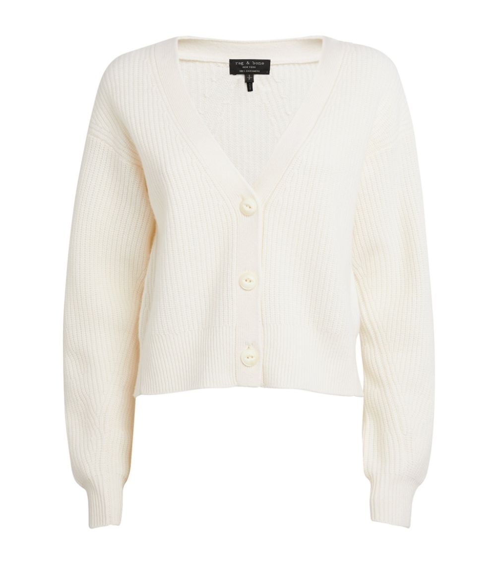 Cashmere V-Neck Pierce Cardigan - 1
