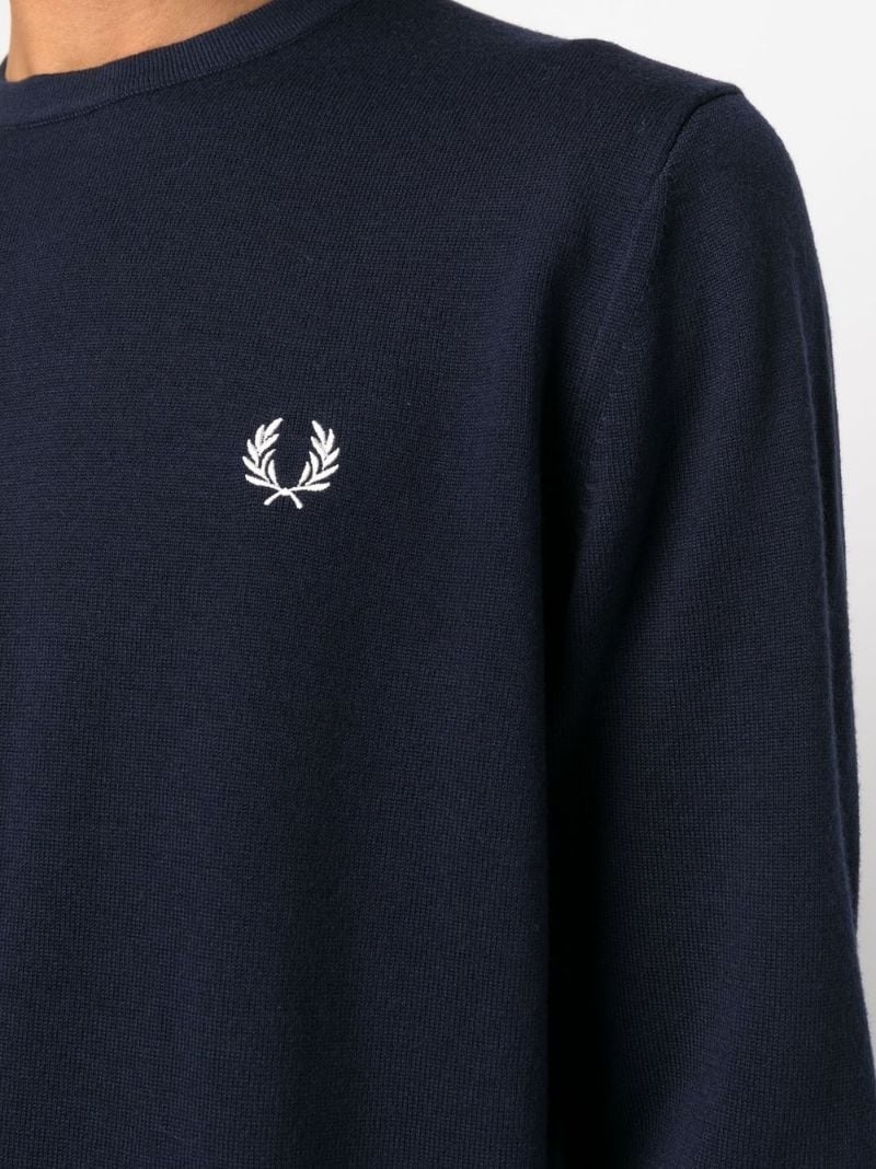 logo-embroidered wool-cotton jumper - 8