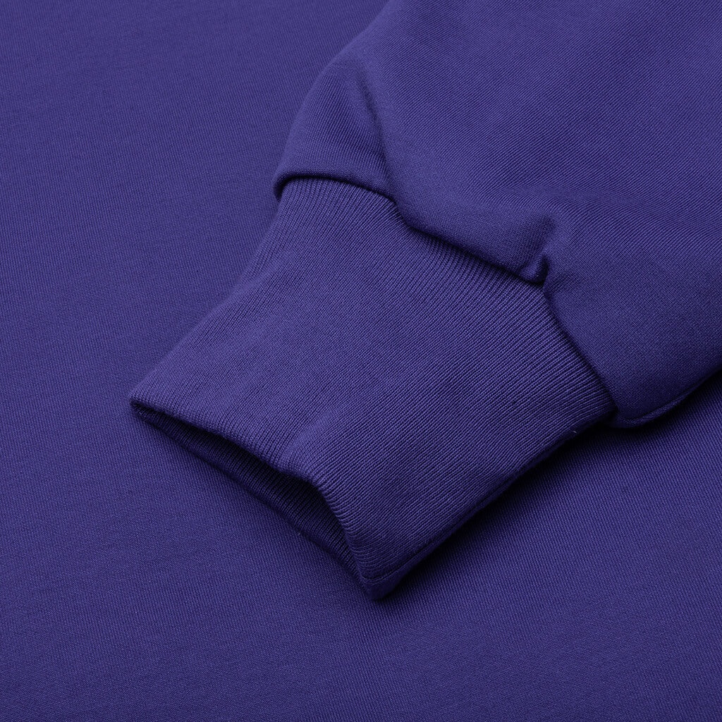 COLLEGE PUFFY RELAXED FIT PULLOVER HOODIE - BLUE - 4