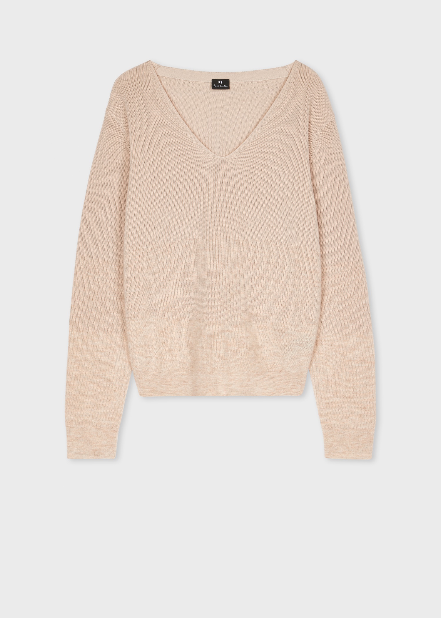 Women's Oatmeal Mohair-Blend Ombre Knitted Sweater - 1
