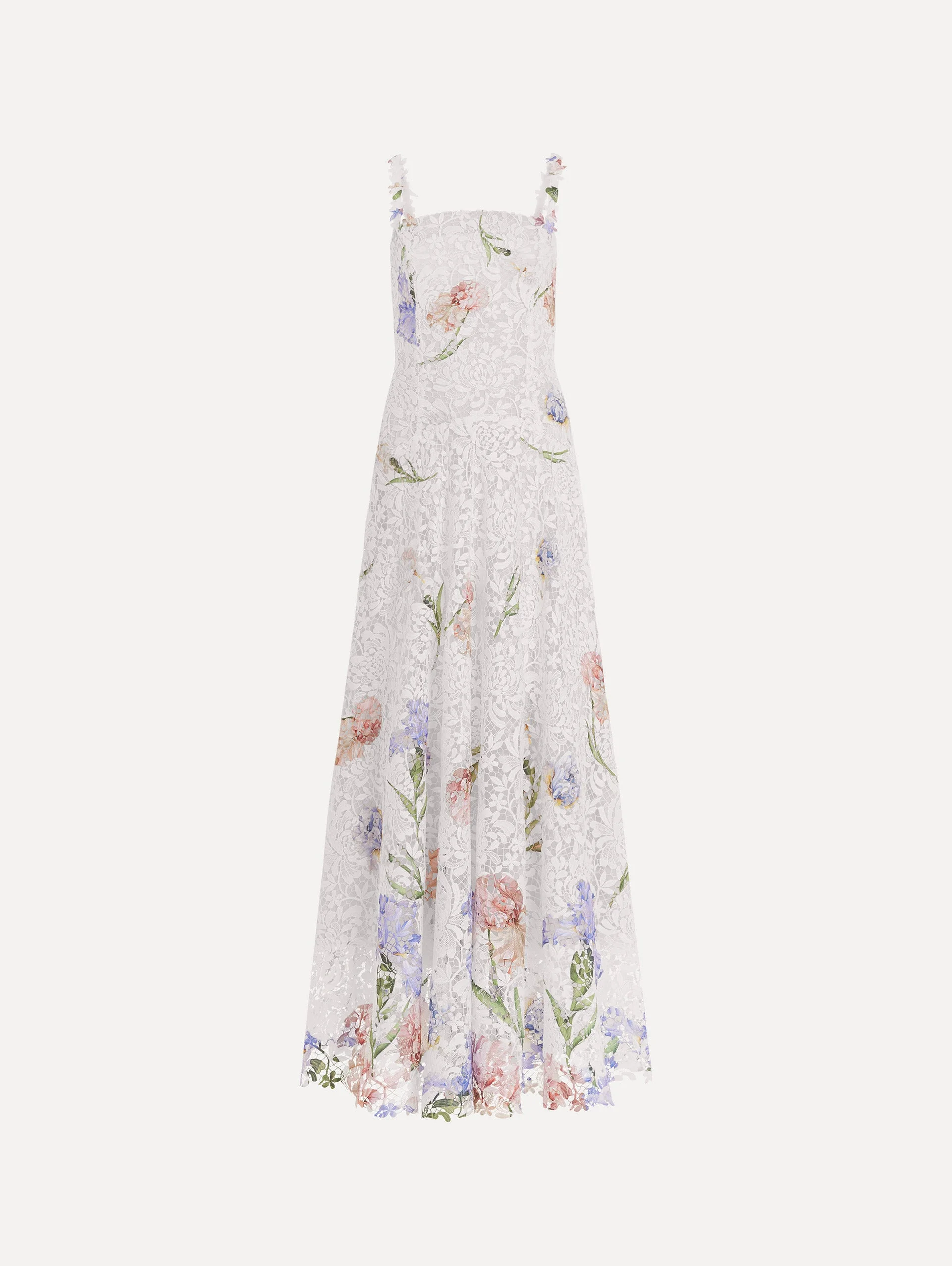 SLEEVELESS LARGE IRIS DEGRADE PRINTED LACE DAY DRESS - 1