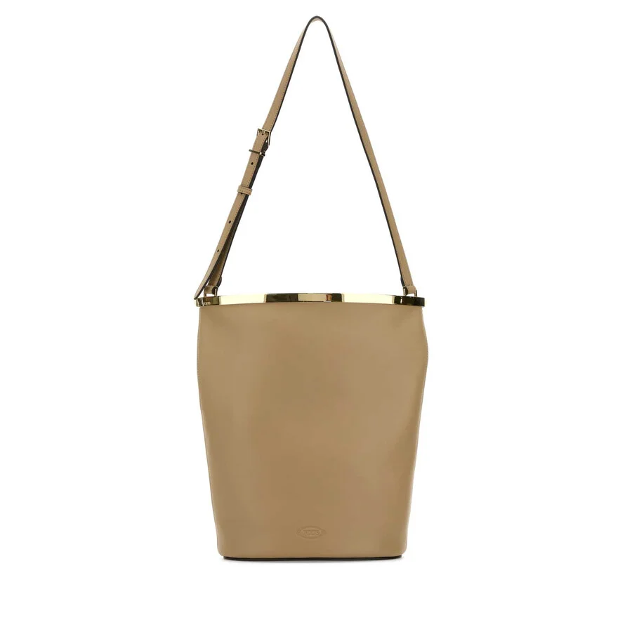 Tods Beige Leather Magenta Bucket Bag - 1