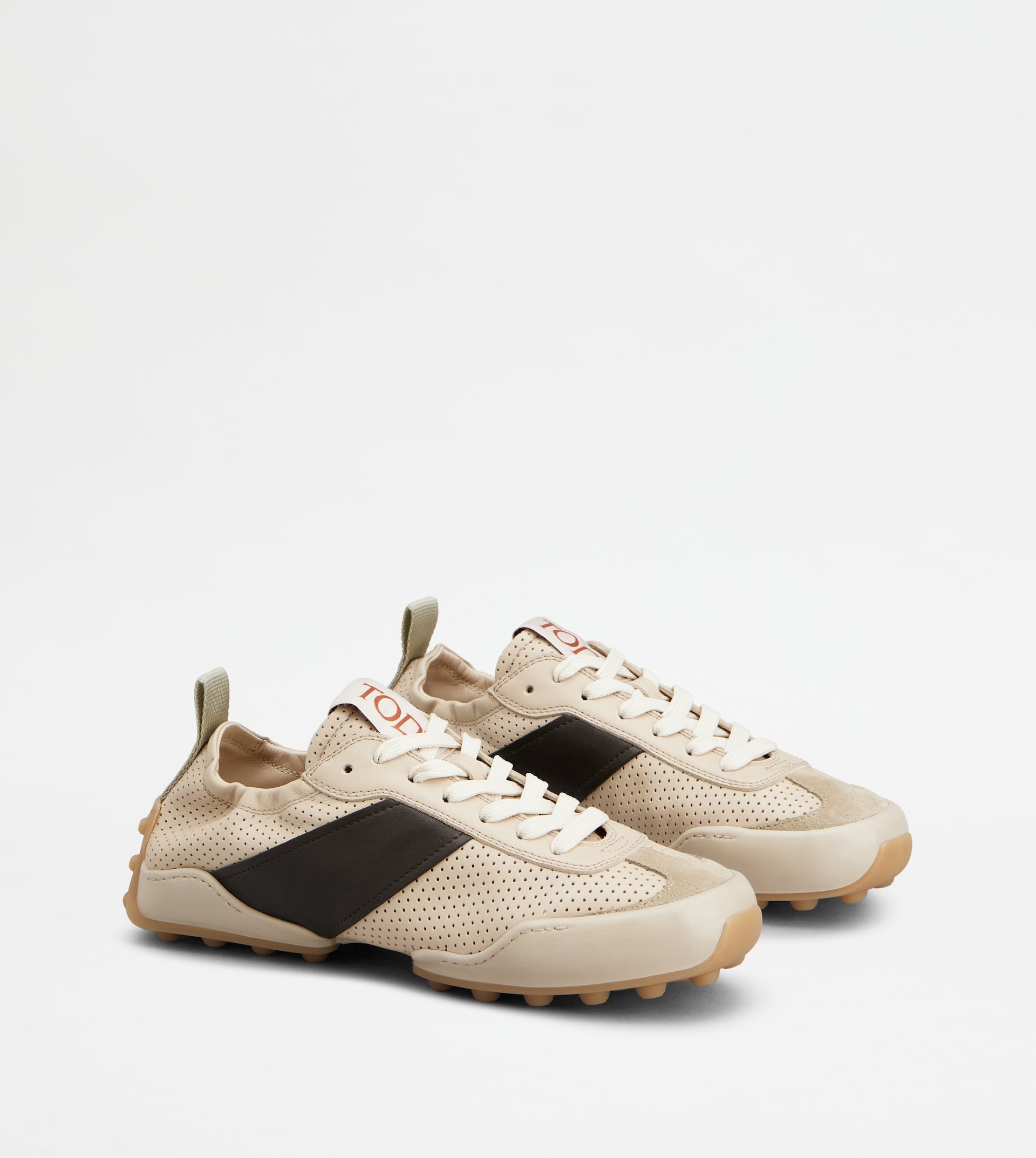 SNEAKERS IN LEATHER - BEIGE, BROWN - 3
