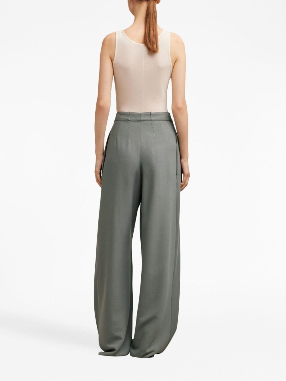 layered wide-leg belted trousers - 4