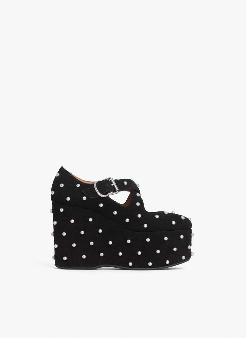 CRISS CROSS WEDGES IN SUEDE WITH STUDS - 1