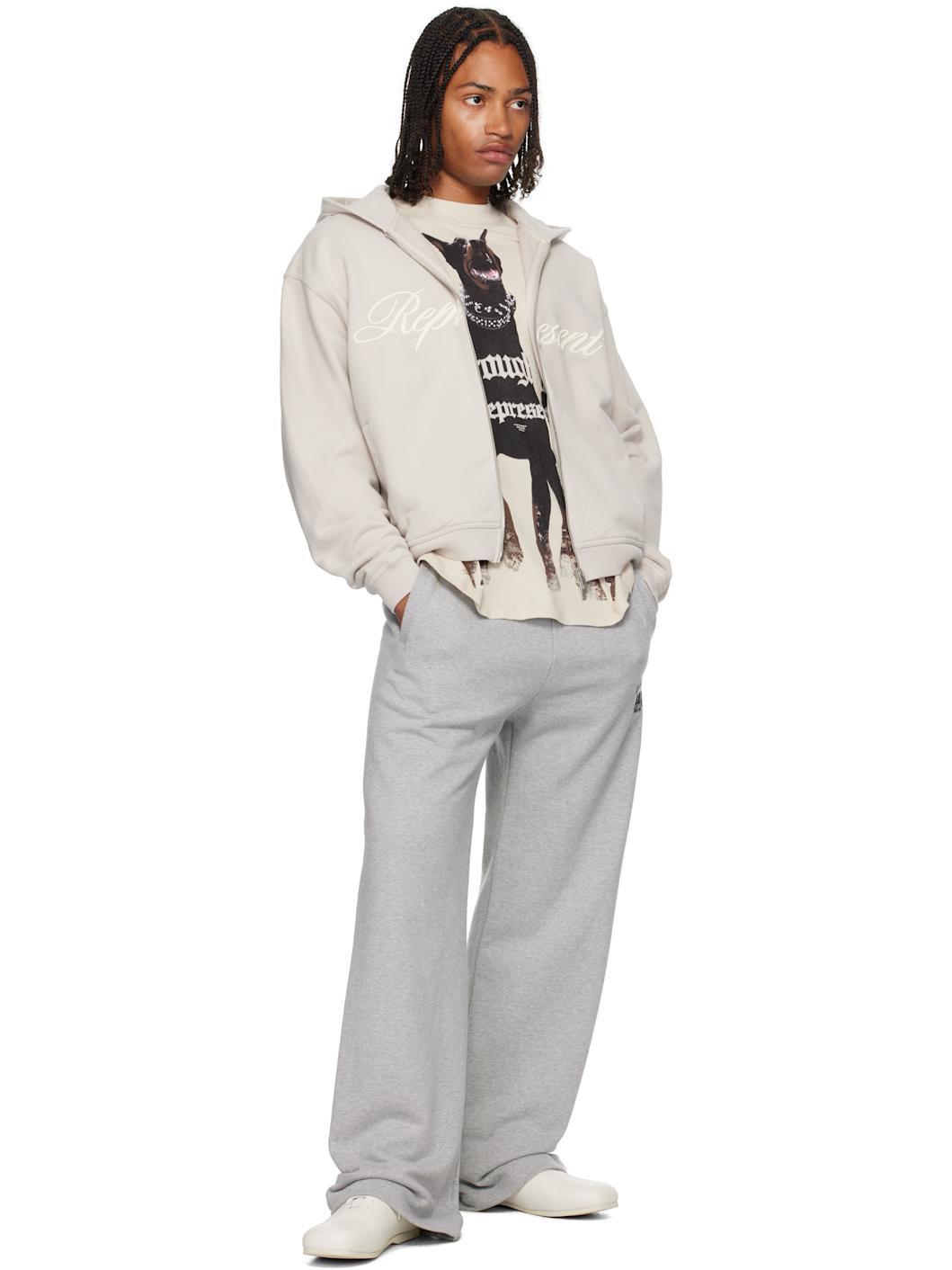 Gray Script Logo Zip Hoodie - 4