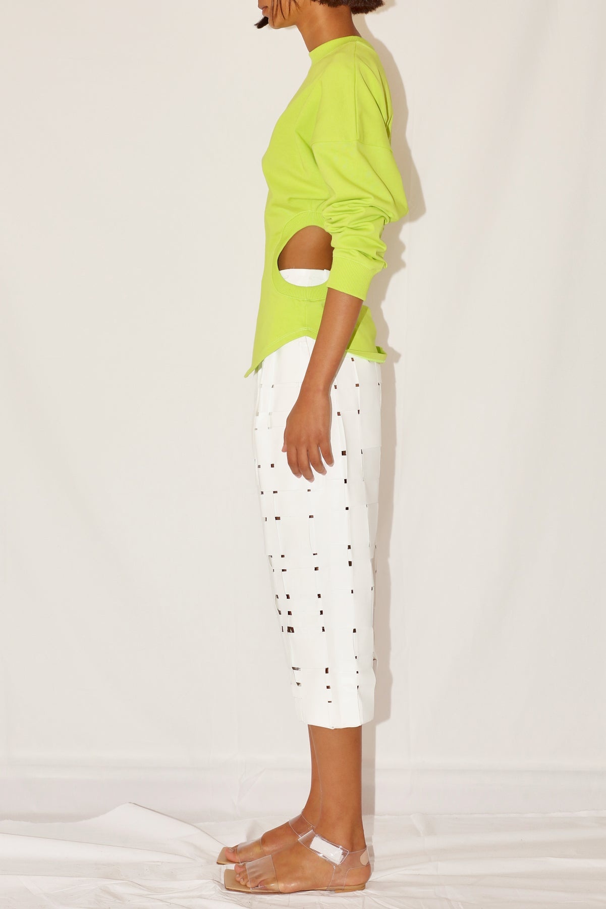 LONG SLEEVE JERSEY TOP WITH CUTOUT DETAIL ACID LIME - 4