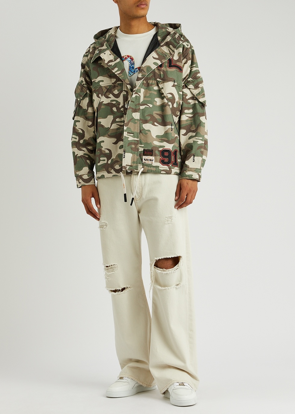 camouflage-print hooded jacket, EVISU