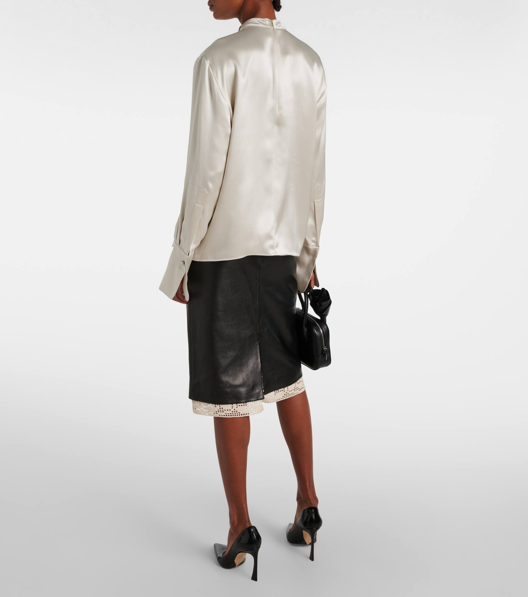 Draped silk blouse - 3
