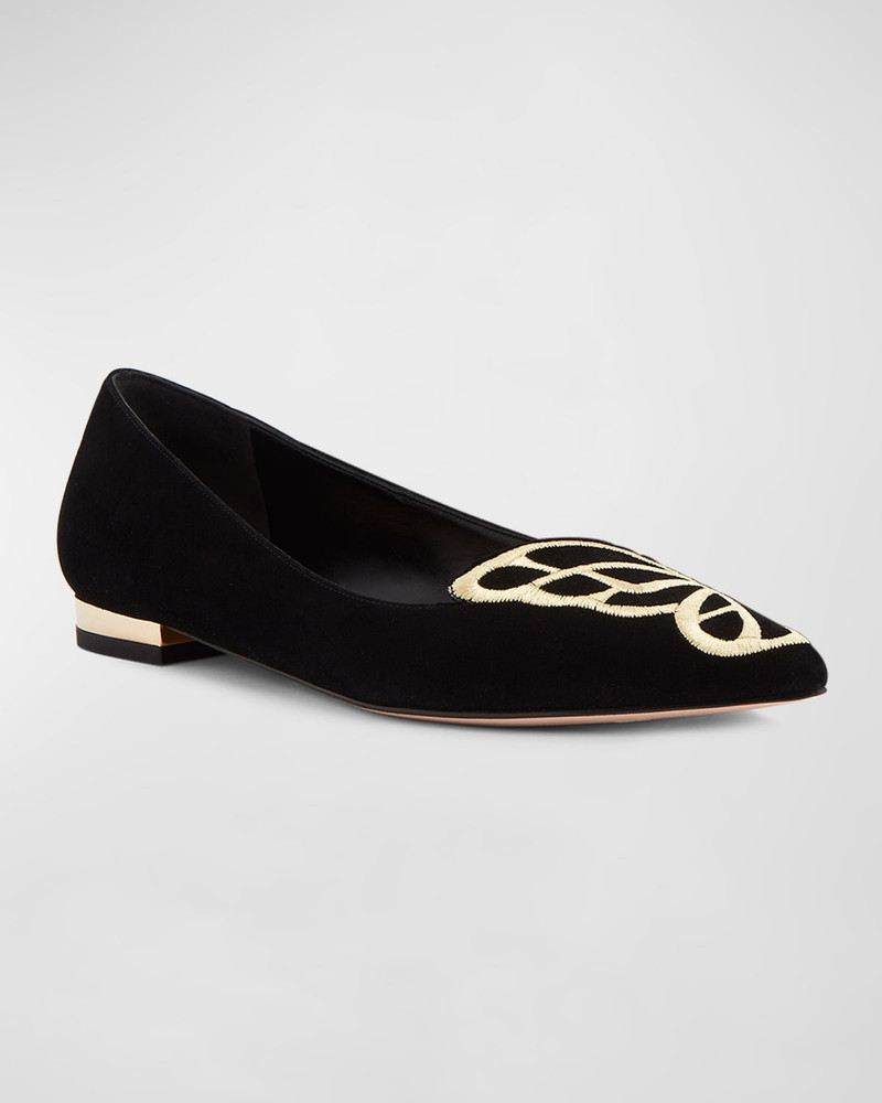 SOPHIA WEBSTER Butterfly Embroidered Suede Ballerina Flats outlook