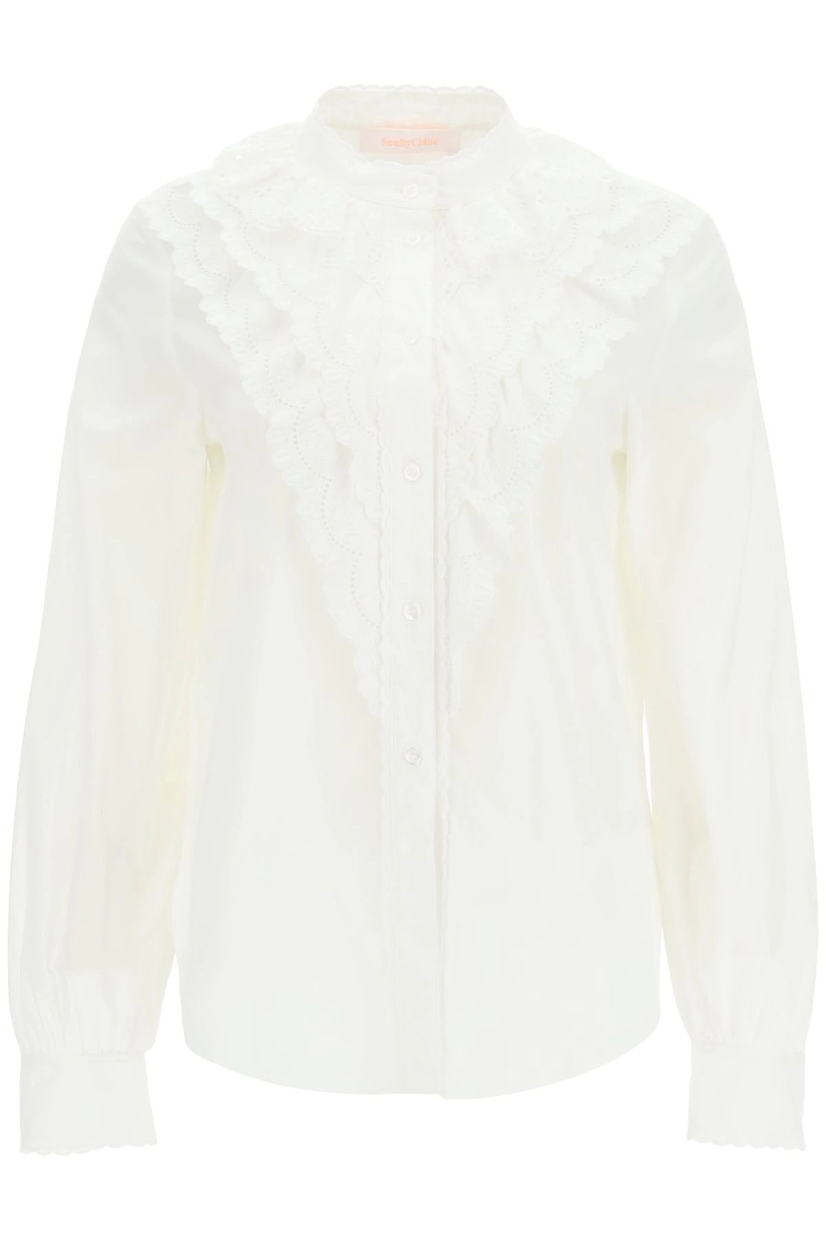 SHIRT WITH SANGALLO LACE RUFFLES - 1