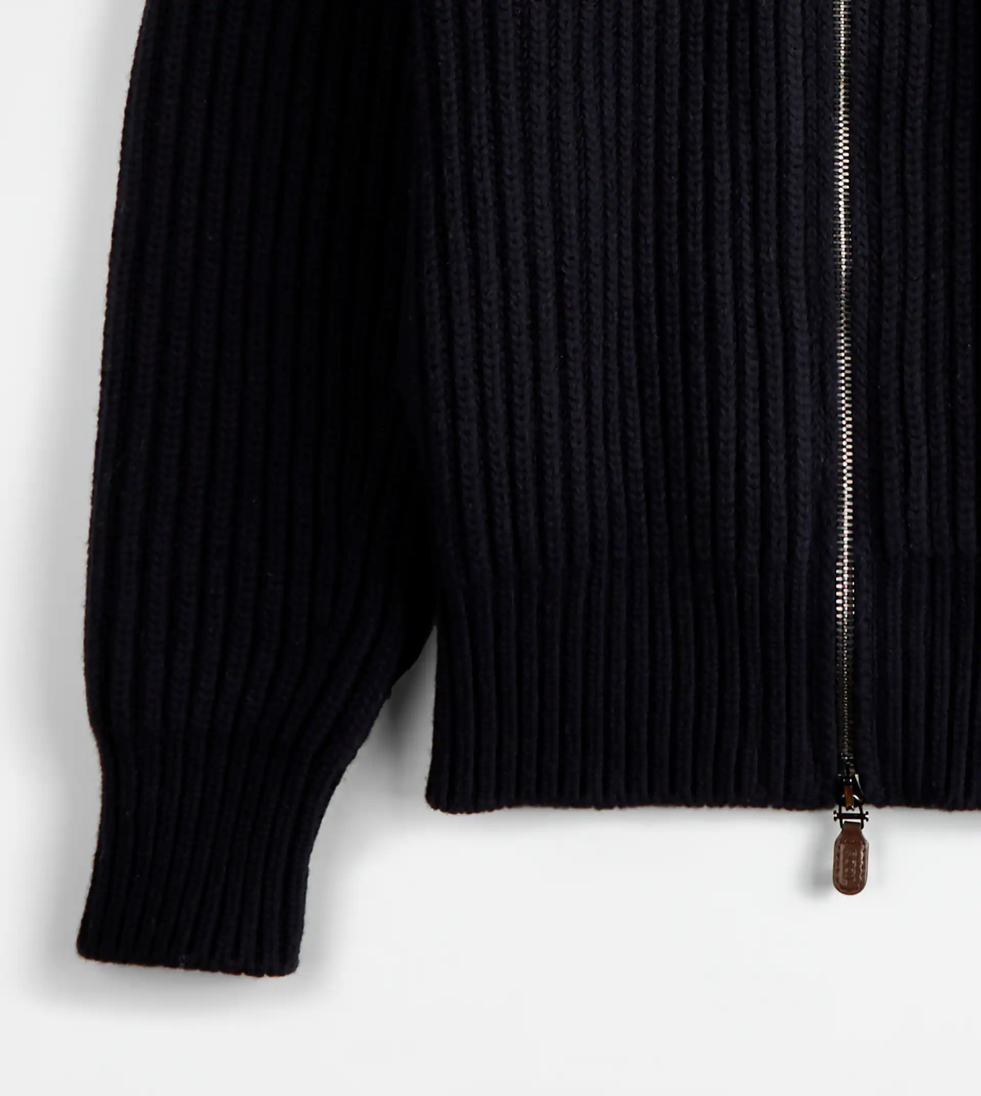 JACKET IN WOOL WITH LEATHER DETAILING - BLUE - 7