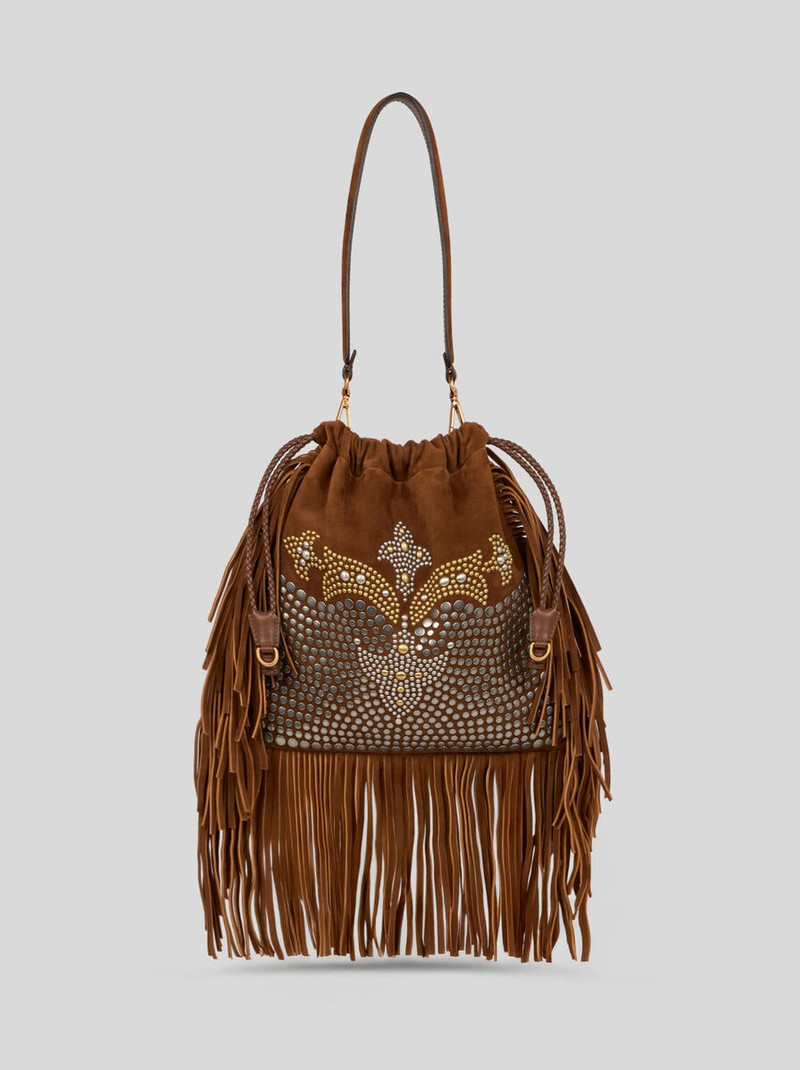 MEDIUM SUEDE KALISPERA BAG WITH STUDS AND FRINGES 1