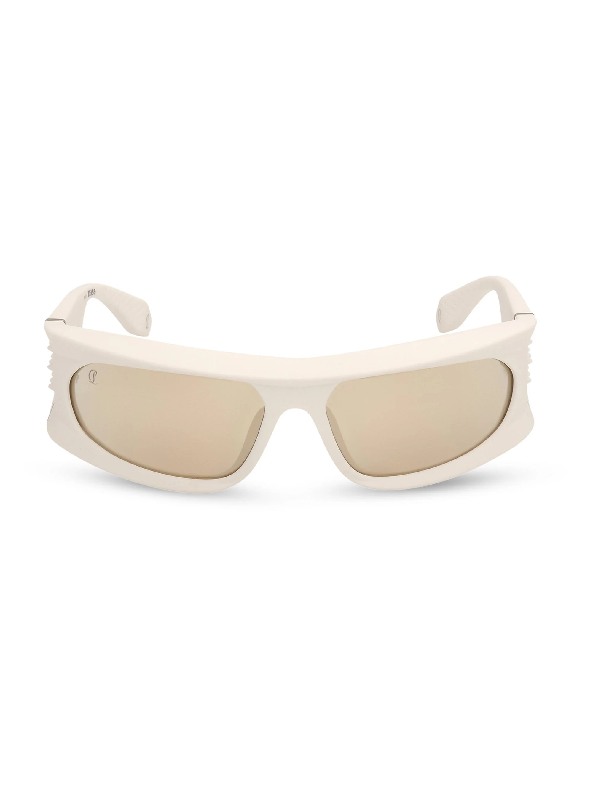 Men's 64MM Shield Sunglasses - Matte White Flash Ivory - 1