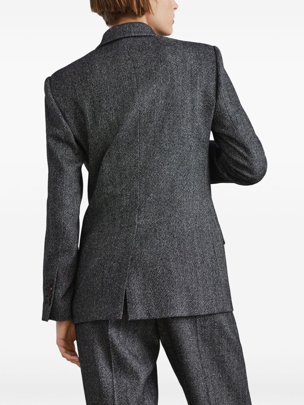 double-breasted herringbone blazer - 4