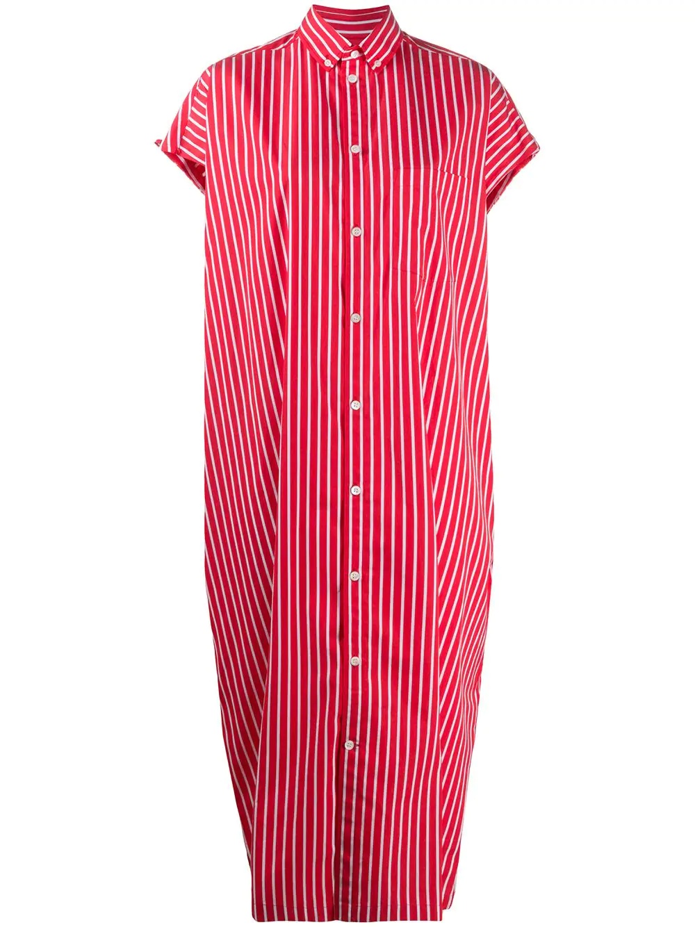 striped short-sleeve shirt dress - 1