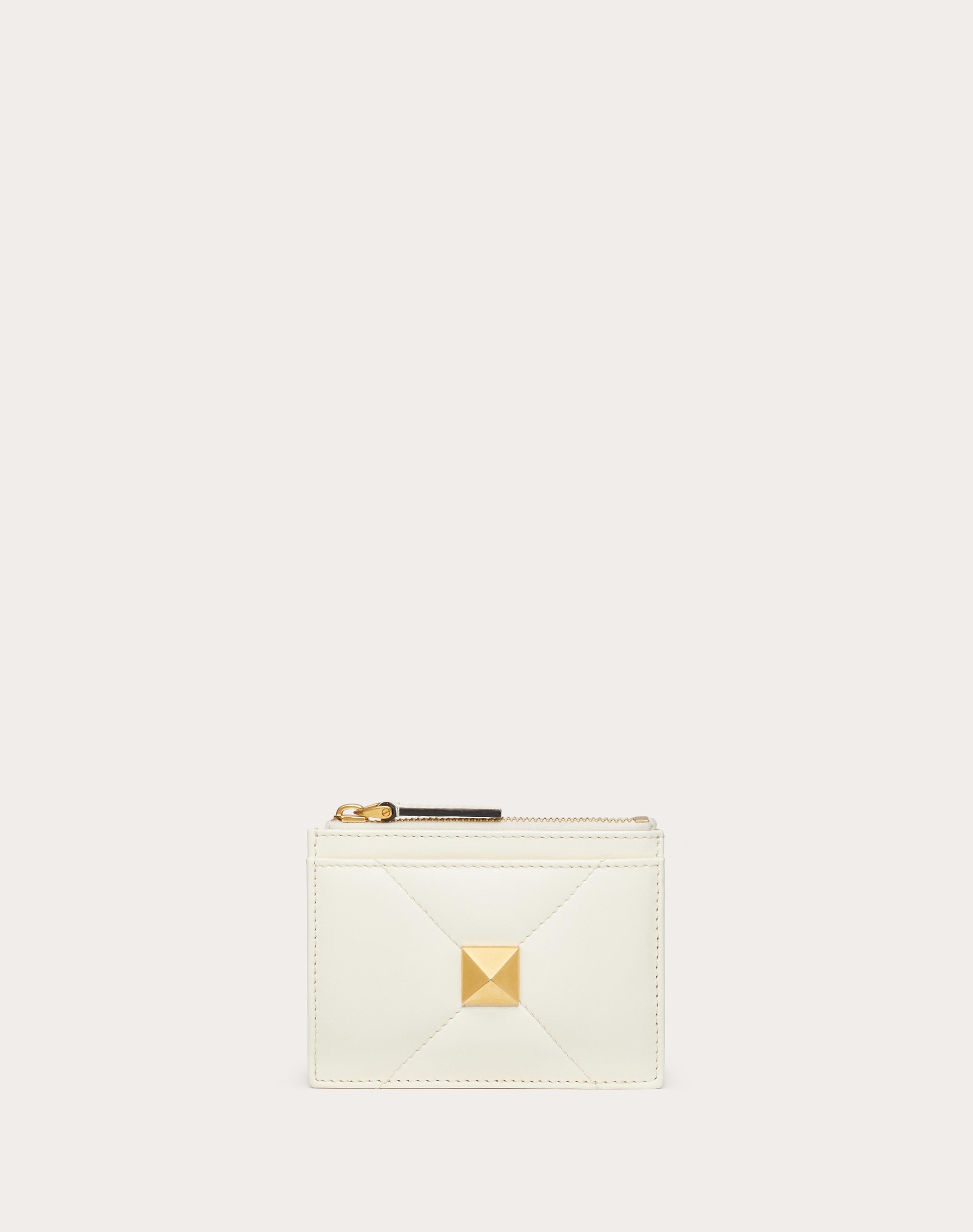 ROMAN STUD NAPPA LEATHER COIN PURSE WITH ZIPPER - 1