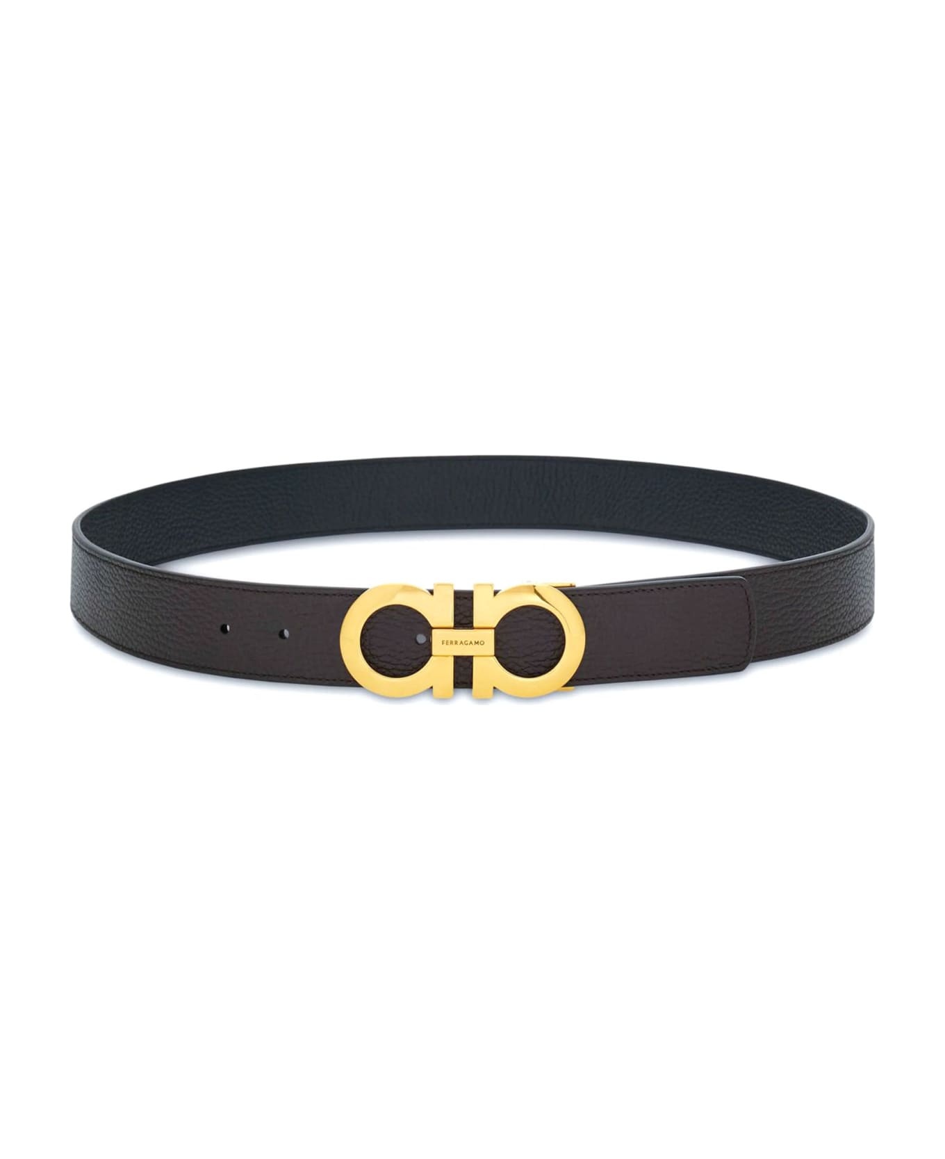 Dark Brown Calf Leather Reversible Belt - 2