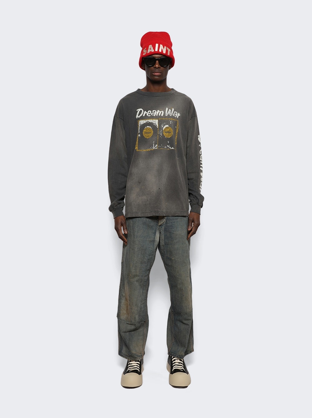 SAINT M×××××× Dream War Long-sleeve Tee Black | REVERSIBLE