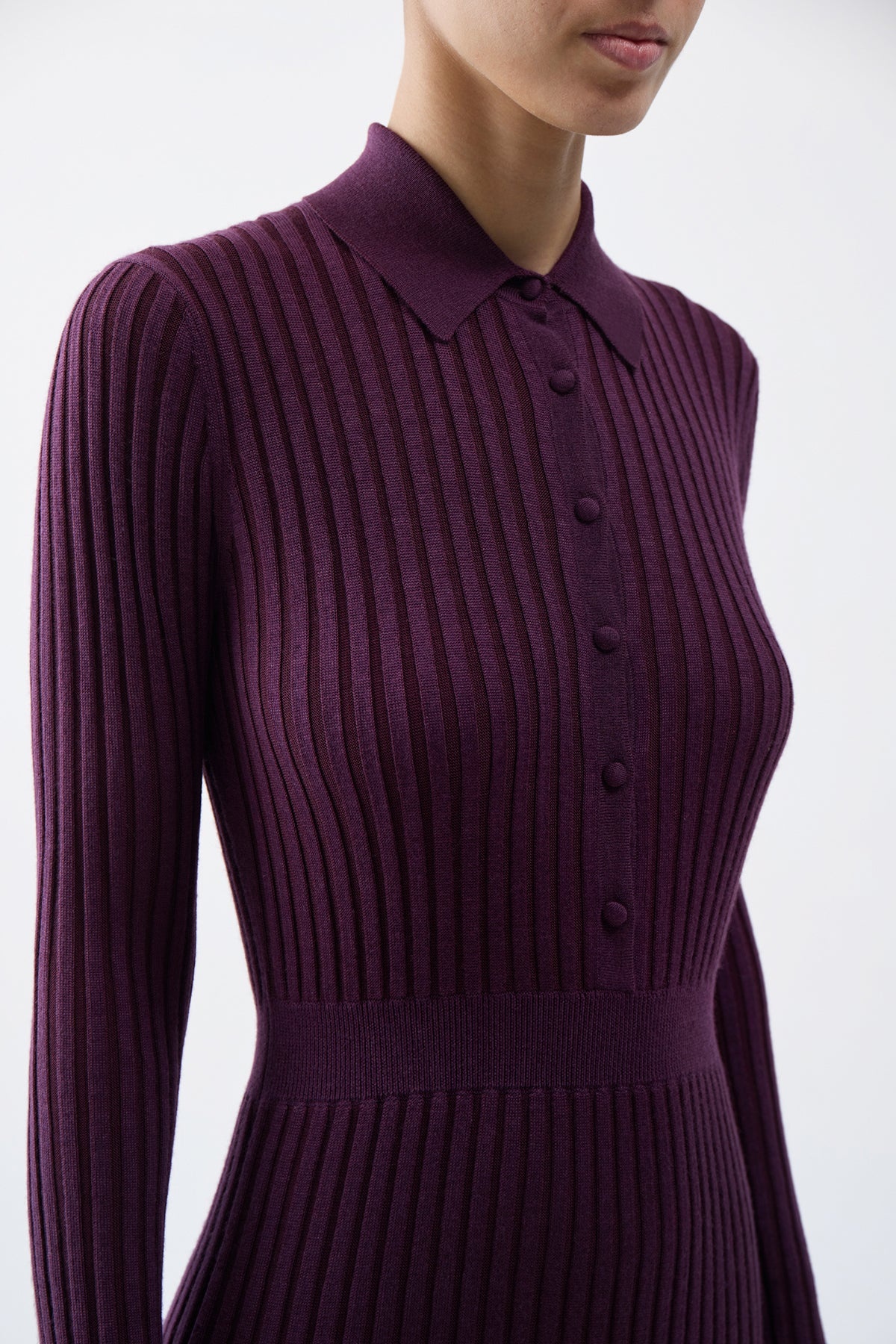 Ardor Knit Dress in Italian Plum Cashmere Silk - 2