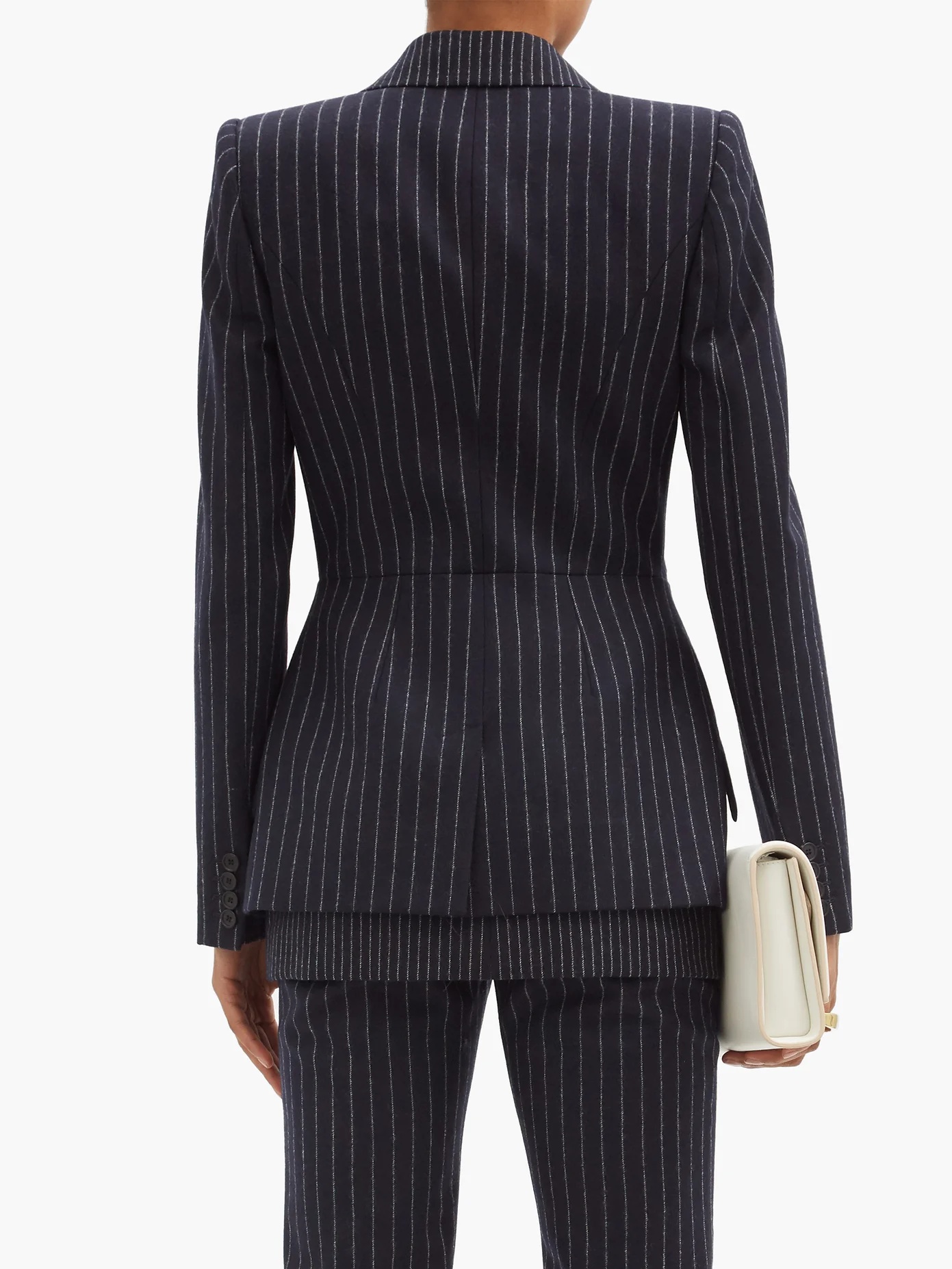 Peplum pinstriped wool jacket - 5