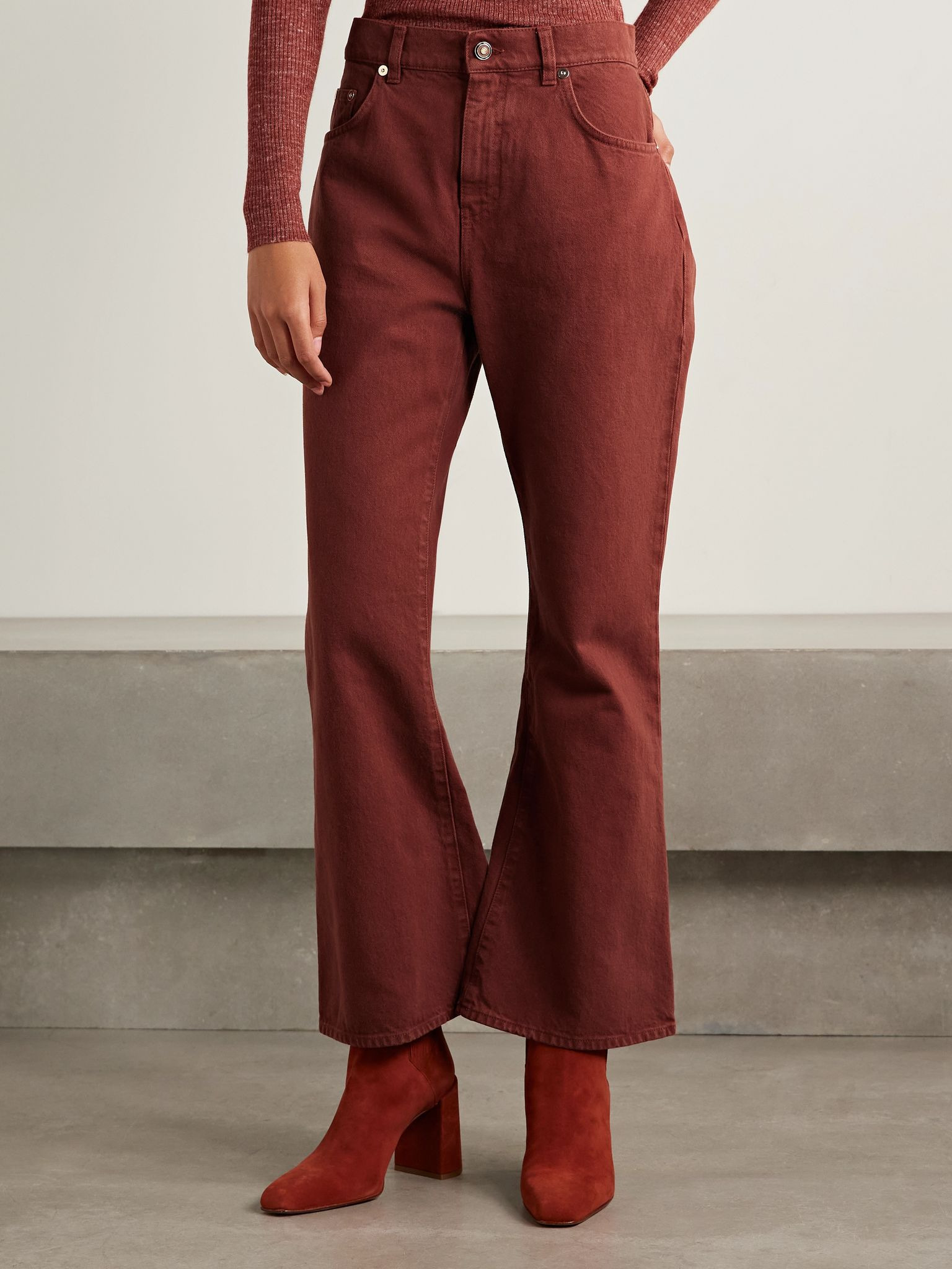 Ezra high-rise bootcut recycled jeans Burgundy - 3