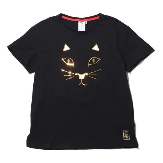 (WMNS) PUMA x Charlotte Crossover SP20 Pattern Round Neck Short Sleeve Black 596763-01 - 1