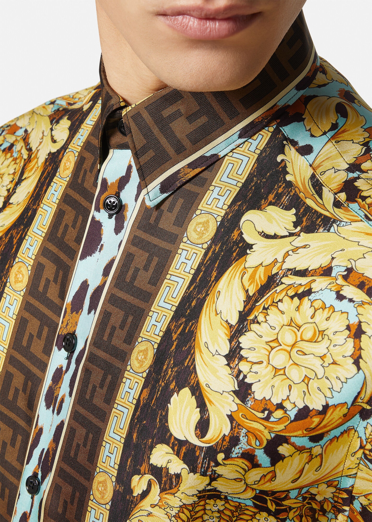 Fendace Gold Baroque Silk Shirt - 5