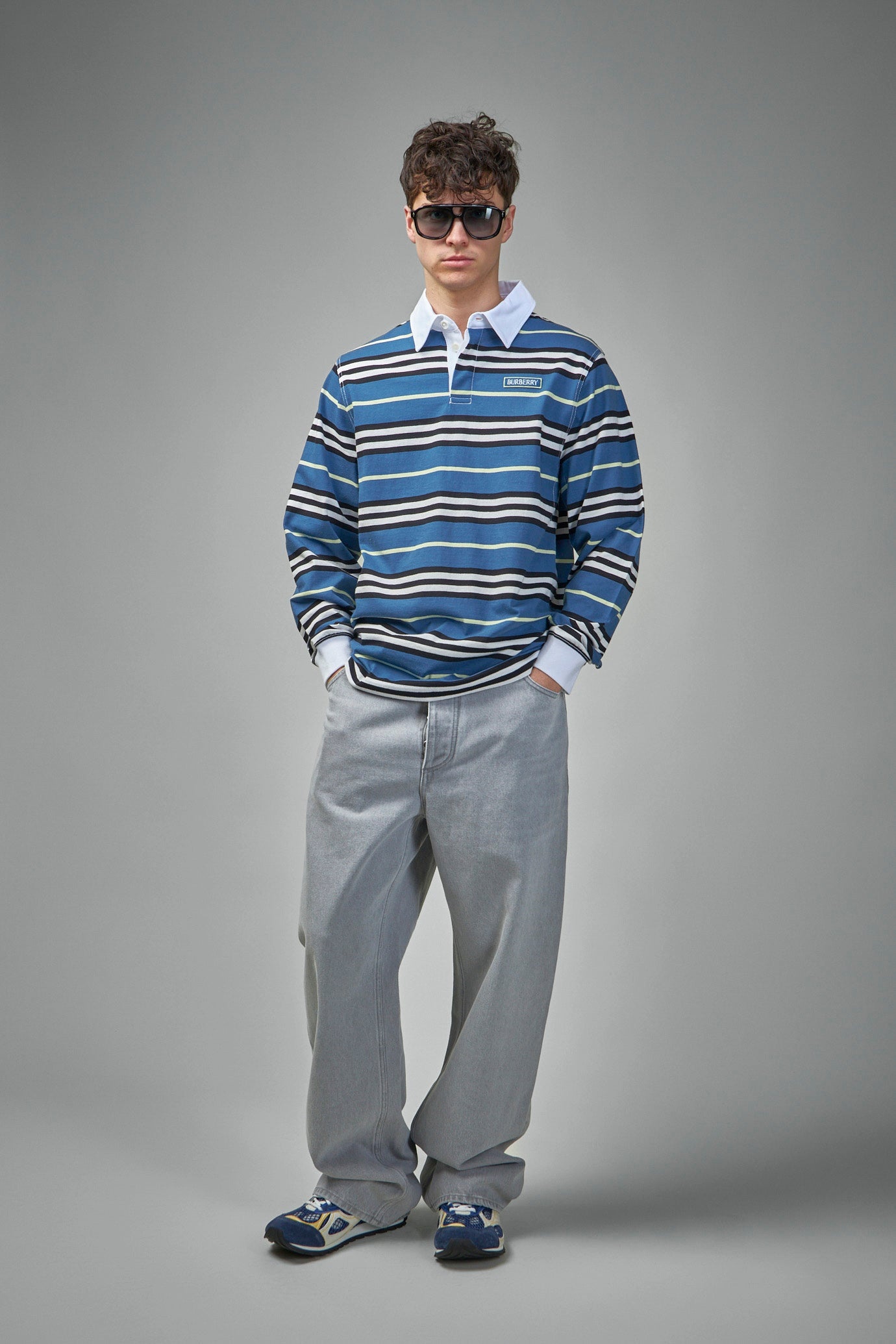 Long-sleeve Striped Cotton Polo Shirt - 2