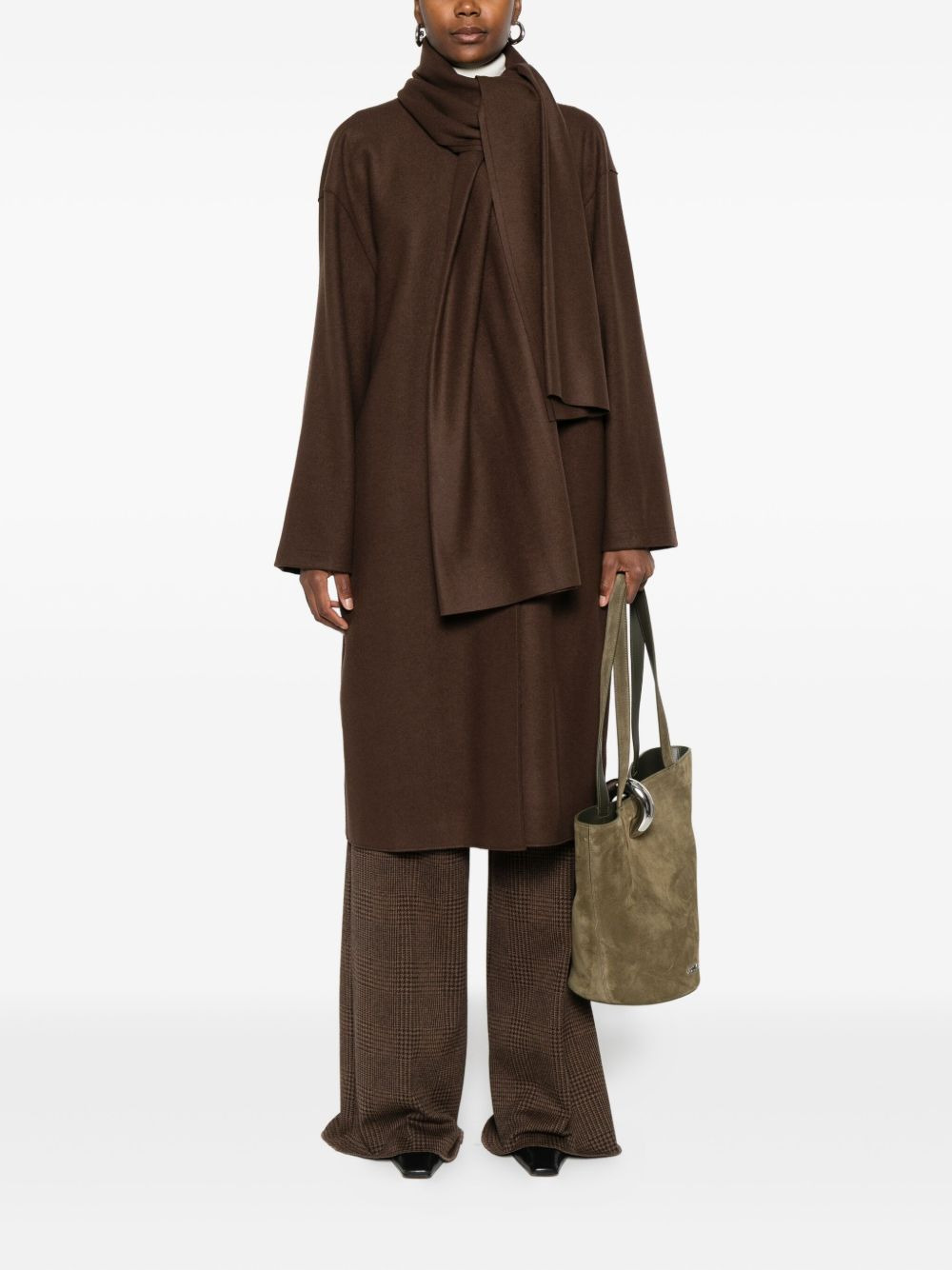 scarf button-fastening coat - 2